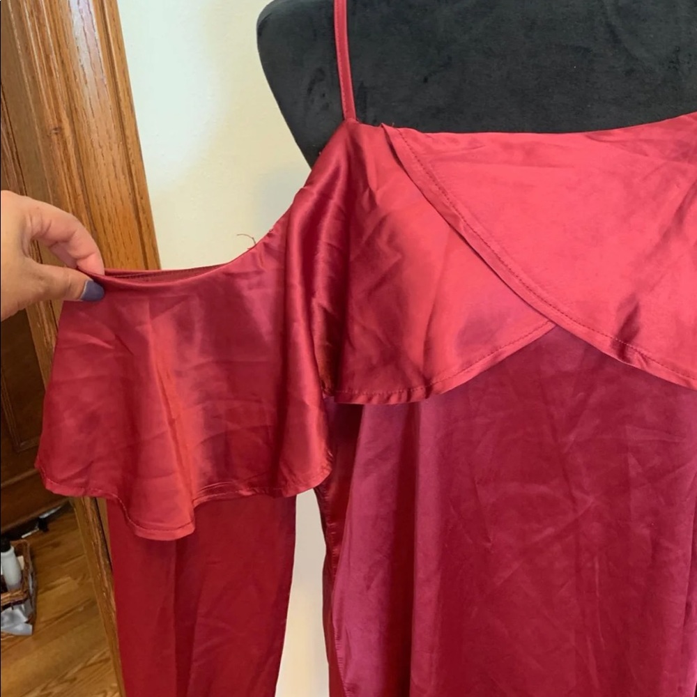 (SOLD) Ruffled Cold Shoulder Dress - Picture 2 of 5